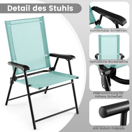 Mint Green Folding Patio Chairs Set of 2 – 65x60x93 cm