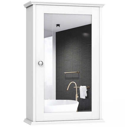 Mirror Bathroom Cabinet Wall Cabinet Storage Cabinet with Single 34 x 15 x 53 cm White