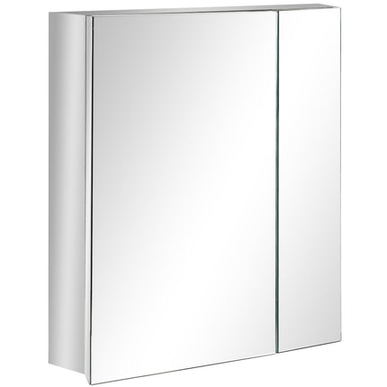 Silver wall-hung bathroom cabinet, double doors, 3 shelves