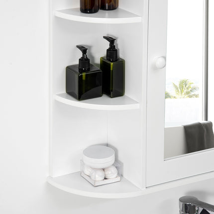 Wall-mounted bathroom mirror cabinet, 8 compartments, white