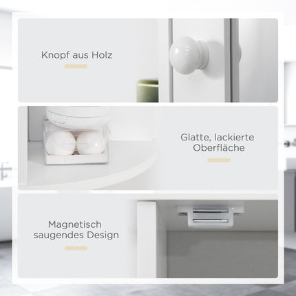 Wall-mounted bathroom mirror cabinet, 8 compartments, white