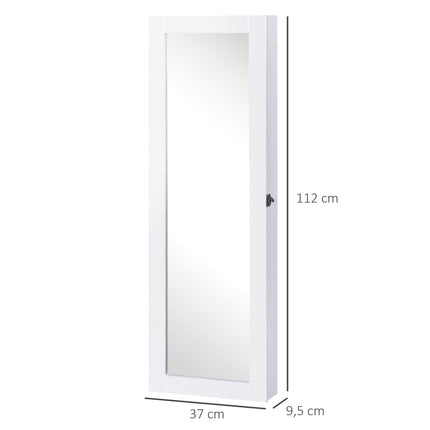 Wall mirror cabinet with large jewelry storage, 37x9.5x112cm