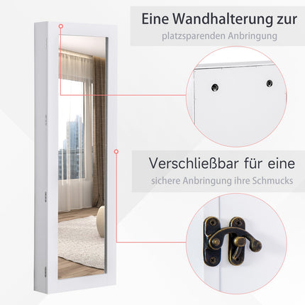 Wall mirror cabinet with large jewelry storage, 37x9.5x112cm