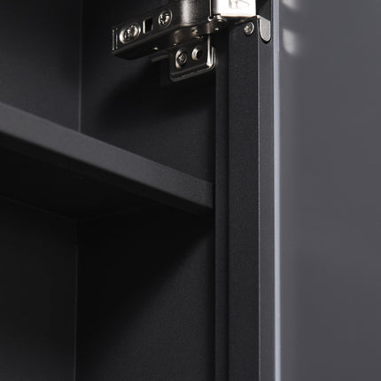 Black Wall cabinet with mirror & 3 shelves for bathroom