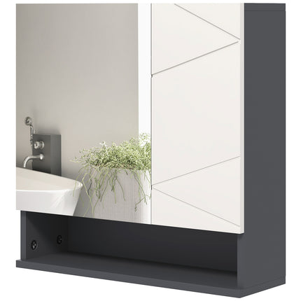 Bathroom Mirror Cabinet - Anti-Fog, Adjustable Shelf, Gray