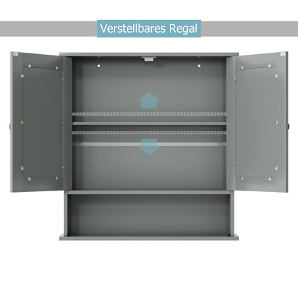 Mirror cabinet bathroom cabinet wall cabinet 56.5 x 13.5 x 58.5 cm gray