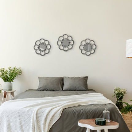 Mirror set of 3 flowers