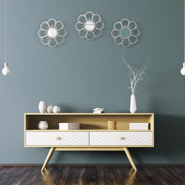 Mirror set of 3 flowers