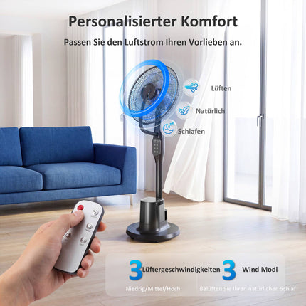 Misting Pedestal Fan, 70 Oscillation, 3 Speeds, 3.5L Tank