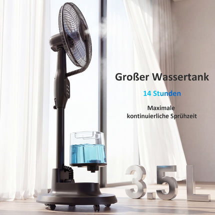 Misting Pedestal Fan, 70 Oscillation, 3 Speeds, 3.5L Tank