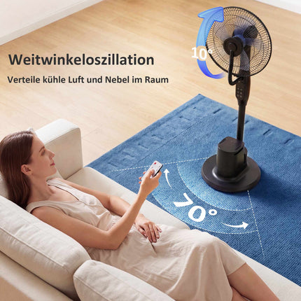 Misting Pedestal Fan, 70 Oscillation, 3 Speeds, 3.5L Tank