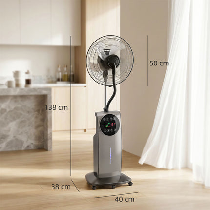 Misting Pedestal Fan with Remote, 3 Speeds, 3.1L Tank