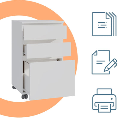 Mobile 3-Drawer Cabinet with Hanging File System
