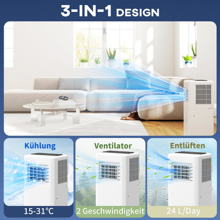 Portable air conditioner, 9000 BTU, 3-in-1 cooling and dehumidifier