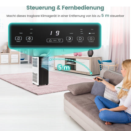 Mobile Air Conditioner 4-in-1 Air Conditioner Cooling & Fan & Dehumidification & Sleep Mode Remote Control 31 x 32 x 71.5 cm White