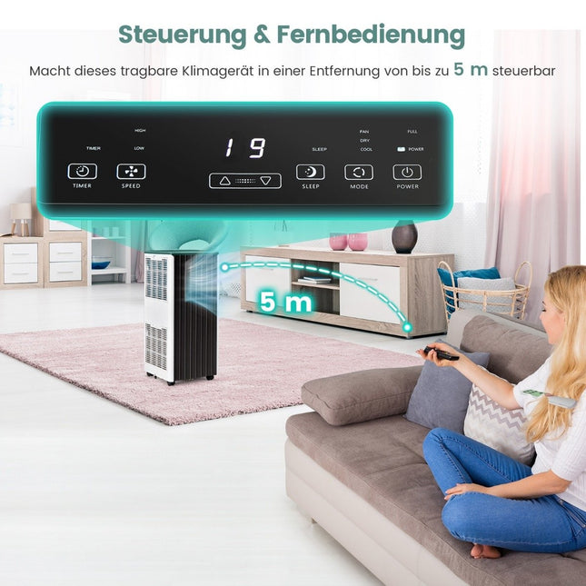 Mobile Air Conditioner 4-in-1 Air Conditioner Cooling & Fan & Dehumidification & Sleep Mode Remote Control 31 x 32 x 71.5 cm White