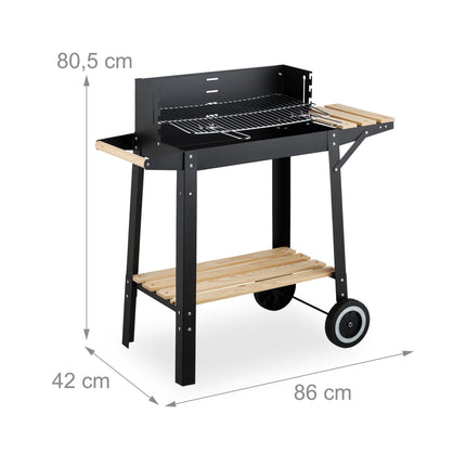 Mobile Barbecue Cart with Shelves and Wheels