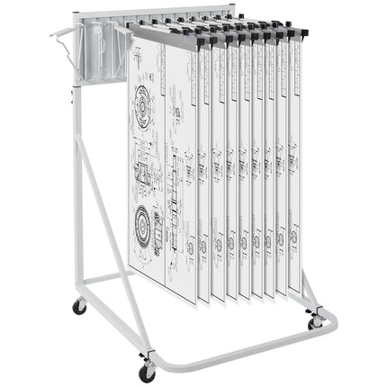 Mobile Blueprint Storage Rack – Adjustable, 12 Pivot Brackets