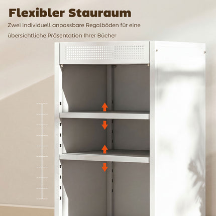 Mobile Bookshelf with Adjustable Shelves, 3-Tier Cart, White