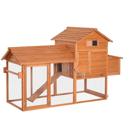 Mobile henhouse with wheels and nesting box - spruce wood