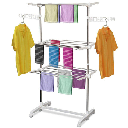 Collapsible mobile clothes airer, 3 levels, 80-142 cm Adjustable