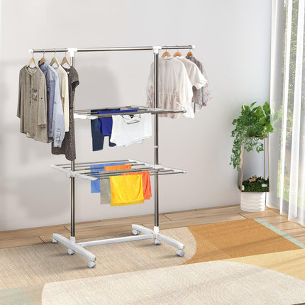 Folding clothes air tower with side wings, 2 levels