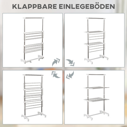 Folding clothes air tower with side wings, 2 levels