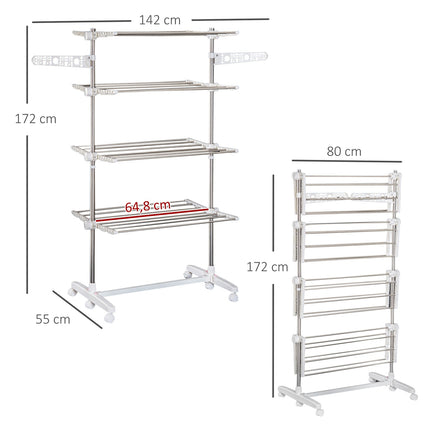 Foldable clothes air tower with drying rack in 4 levels