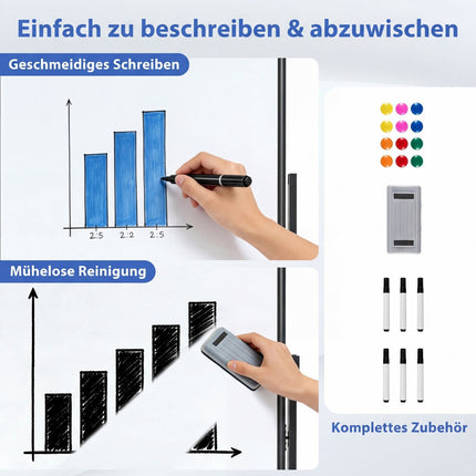 Mobile Double-Sided Magnetic Whiteboard with Stand