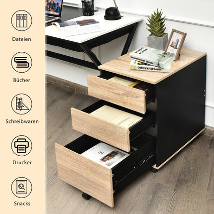 Mobile File Cabinet with 3 Drawers and Wheels