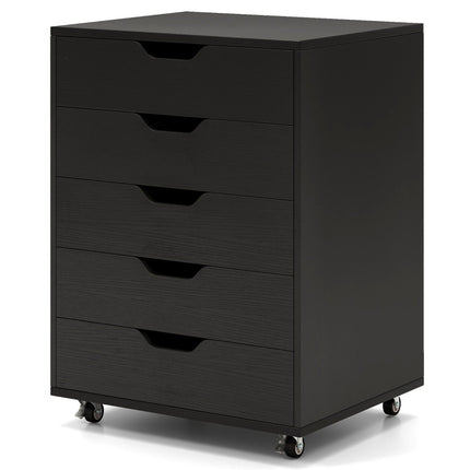 Mobile File Cabinet with 5 Drawers, Black, 49x41x66 cm