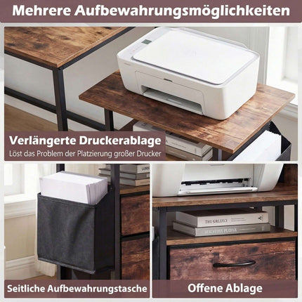 Mobile File Cabinet with Tabletop and Storage Shelf - Brown