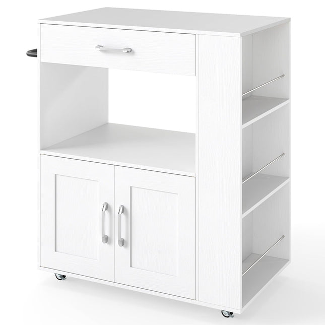 Mobile Kitchen Cart with Worktop, Drawer, Towel Rack