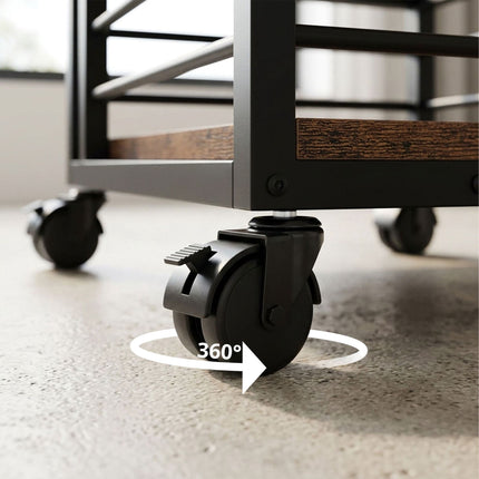 Mobile Mini Fridge Stand with Basket, Brown, 44x50x50 cm