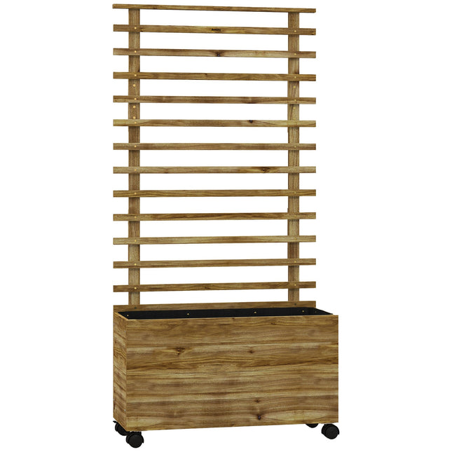 Mobile Planter Box with Trellis, Weatherproof Wood, 76x30x155 cm