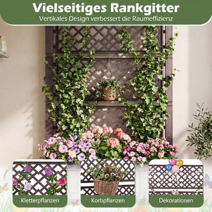 Mobile Planter with Trellis & Drainage, Brown, 80x40x140 cm