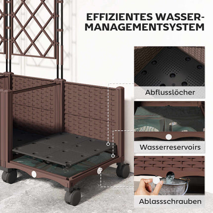 Mobile Planter with Trellis, Self-Watering, 120x40x192 cm