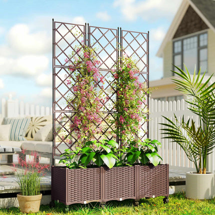 Mobile Planter with Trellis, Self-Watering, 120x40x192 cm