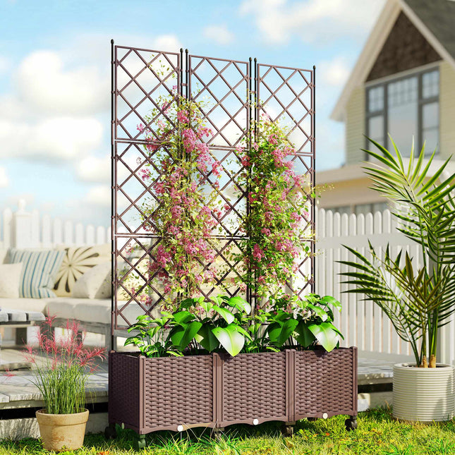 Mobile Planter with Trellis, Self-Watering, 120x40x192 cm
