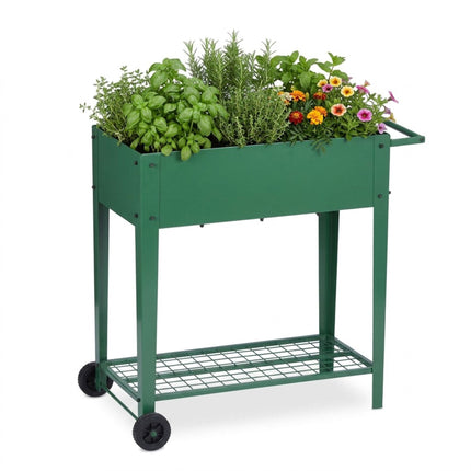 Mobile Raised Garden Bed With Wheels And Storage Tray