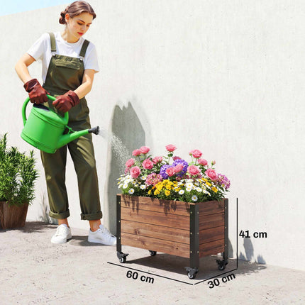 Mobile Raised Garden Bed with Wheels, 60x30x41 cm