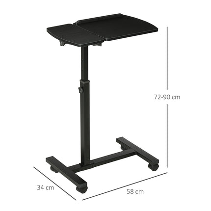 Mobile portable tripod table, adjustable height, black