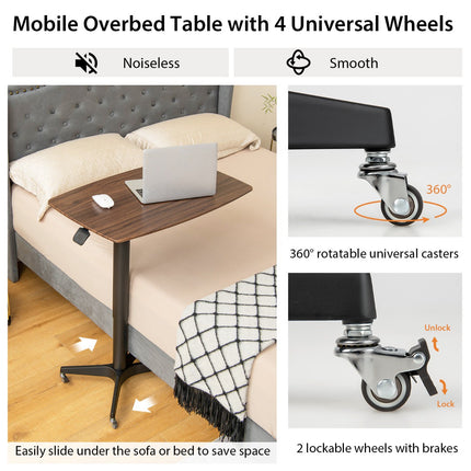 Mobile Standing Desk, Height Adjustable, Locking Casters