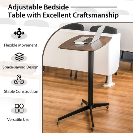 Mobile Standing Desk, Height Adjustable, Locking Casters