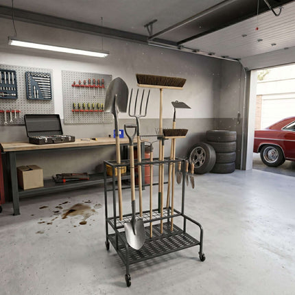 Mobile Steel Garden Tool Rack with Castors