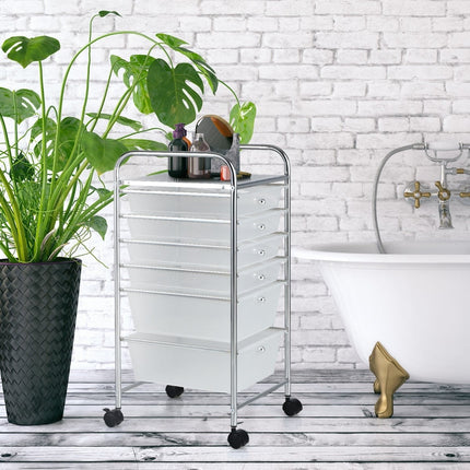 Mobile Storage Cart with 6 Stackable Drawers, Metal Frame