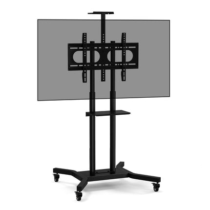 Mobile TV stand for 32-70 inch TVs up to 50 kg. Adjustable TV trolley with camera shelf