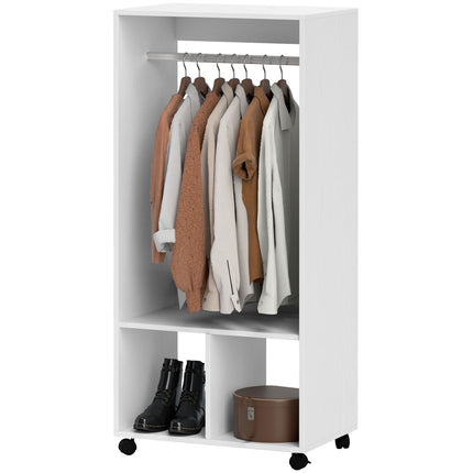 Mobile wardrobe with shelf - aluminium, white