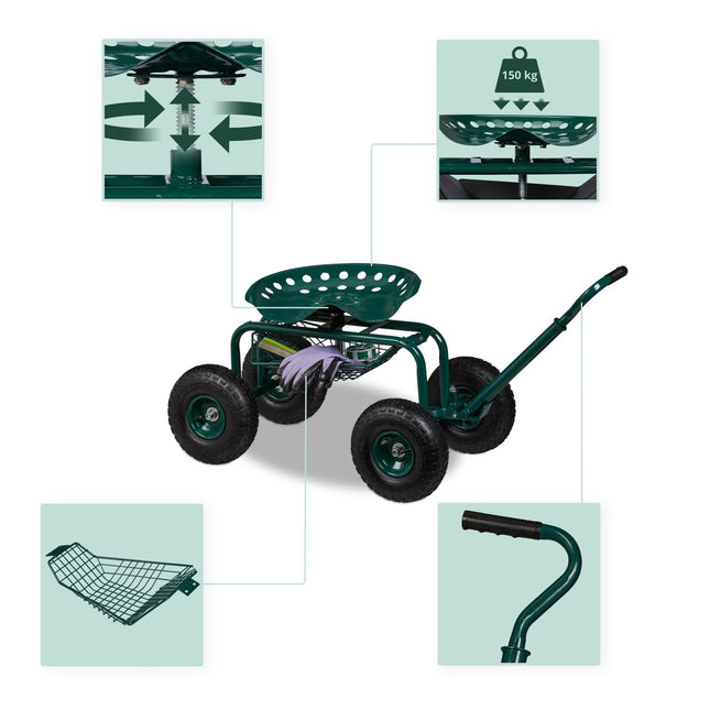 Mobile garden seat with storage