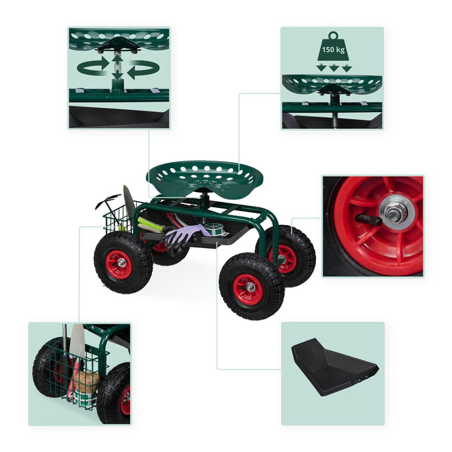 Mobile garden seat with storage